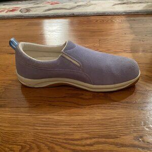 Comfy Lands' End Suede Slip-On Shoes - Light Blue - 8